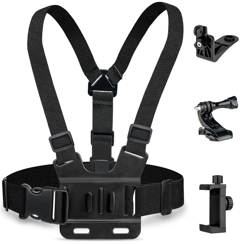 [Australia - AusPower] - Smartphone Chest Mount, Harness Strap Holder Universal Cell Phone Clip, for Action Camera POV, Gopro Akaso Samsung iPhone, Cell Phone Chest Holder Mount for Recording Devce Video or Filming 