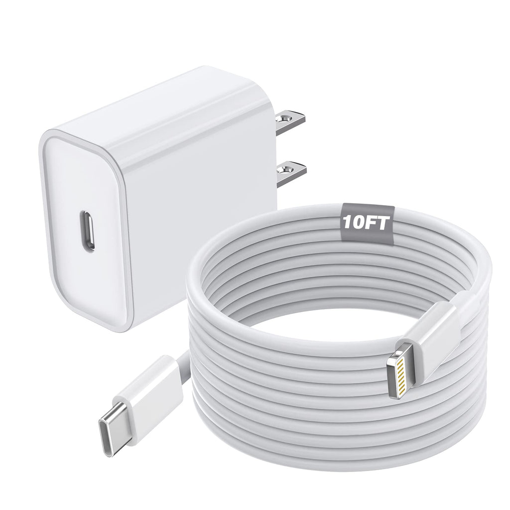 [Australia - AusPower] - Fast Charger iPhone, 10FT iPhone 13 Charger [Apple MFi Certified] 20W Type C Fast Charging Block PD Wall Charger Plug with USB C to Lighting Cable for iPhone 13 Pro Max/13 Pro/13 Mini/13/12 Pro/11/Xs 