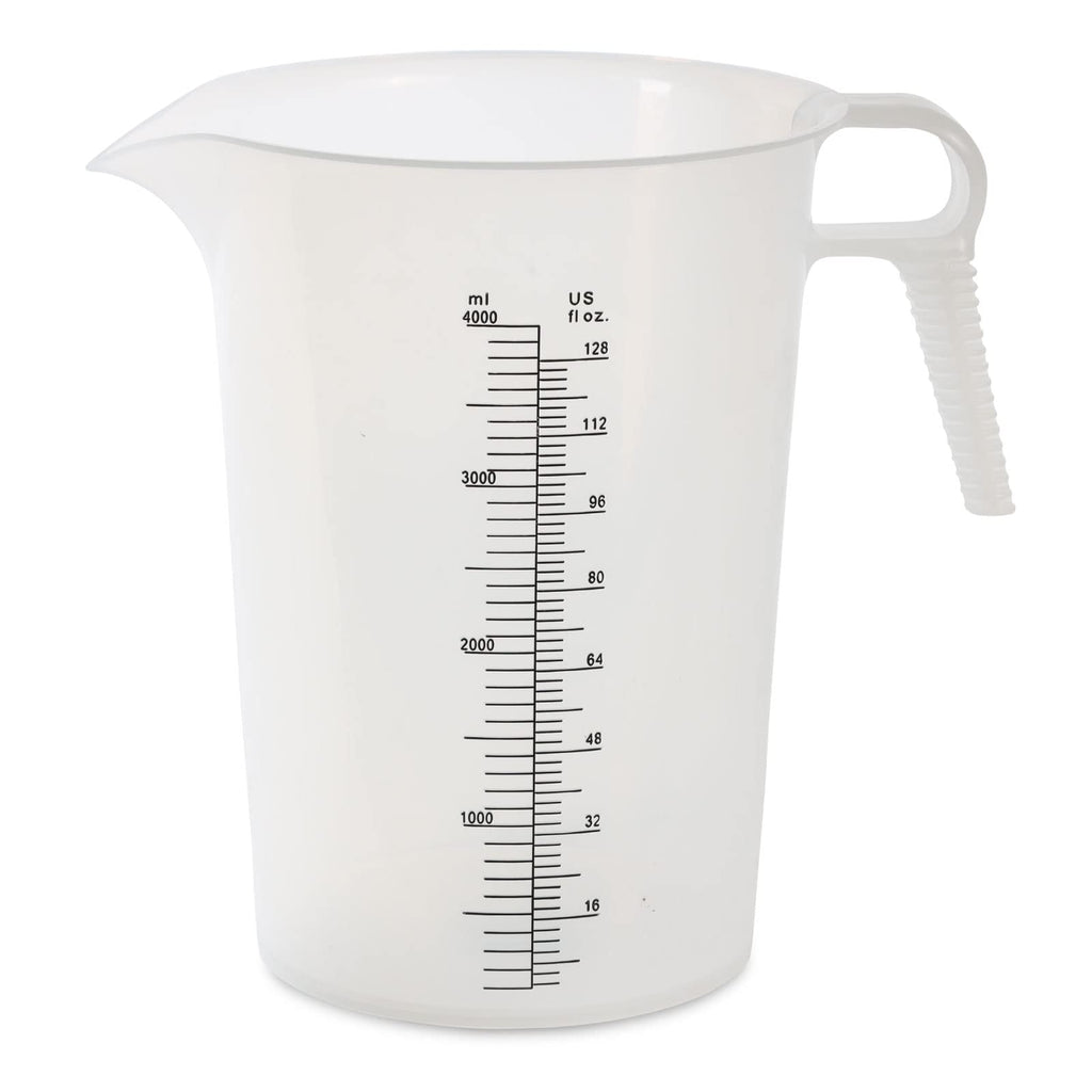[Australia - AusPower] - ACCUPOUR 128 Ounce (1 Gallon) Measuring Pitcher | Heavy Duty Multipurpose Plastic Liquid Measuring Cup With Clearly Marked Graduations | Great For Oil, Chemicals, Pool & Lawn | Oz & mL Increments 