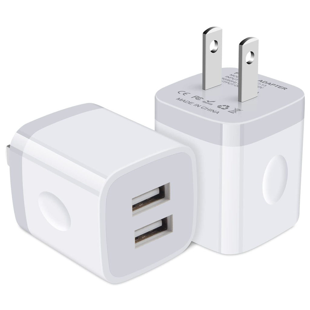 [Australia - AusPower] - Charging Block, USB Wall Charger, 2.1A Charging Cube Wall Plug 2Pack Power Adapter Charger Box Compatible iPhone 13 Pro Max/12/11/SE/XS/XR/X/8/7/6S, Samsung Galaxy S21+ S20Plus S10e S9 S8, LG G8, Moto 