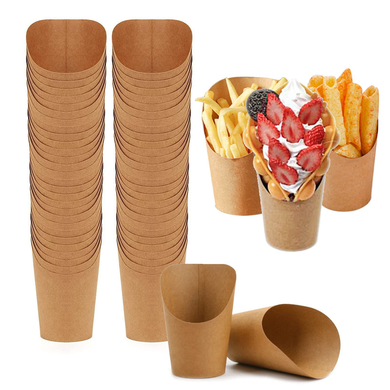 [Australia - AusPower] - 50Pcs French Fries Holder Cups Disposable Take-out Food Containers Baking Waffle Frozen Cakes Egg Puff Ice Cream Cups Wedding Party Food Cups (50) 50 