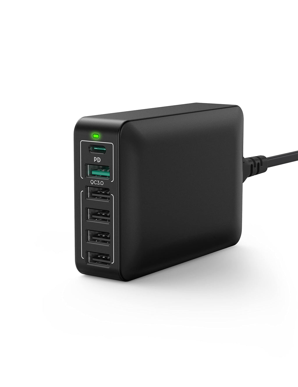 [Australia - AusPower] - USB Charger 60W USB Charging Hub 12A 6-Port Desktop USB Charging Station with 30W Power Delivery Multiple Port Compatible with iPhone 13 Pro Max Mini iPad Pro Air Galaxy S21 Edge Note Tablet Black 