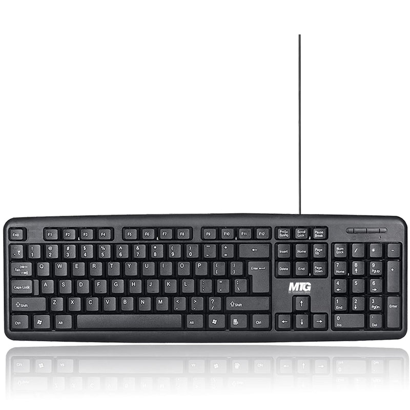 [Australia - AusPower] - MTG Full Size Wired Computer Keyboard, with 5ft USB-A Cable, 104-keys, Foldable Legs and noiseless Key, Compatible with PC, Laptop and Windows 7/8/10/11 