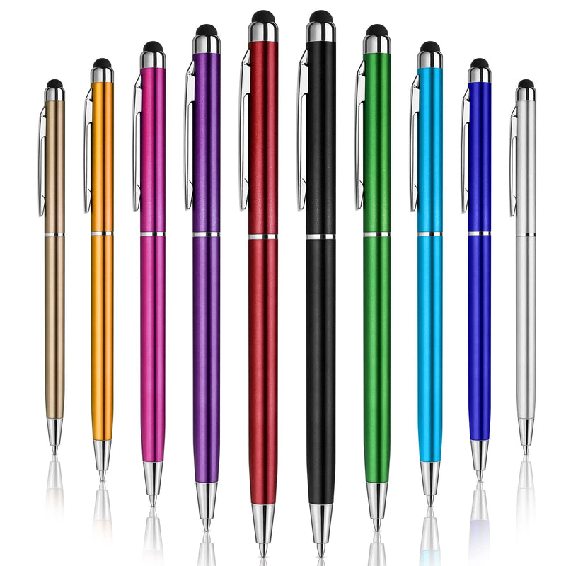 [Australia - AusPower] - Stylus Pens for Touch Screens, Abiarst 10-Pack Universal Stylus Black Ink Ballpoint Pen 2 in 1 Stylists Pens for iPad iPhone Tablet Laptops Kindle Samsung Galaxy All Capacitive Touch Screens 