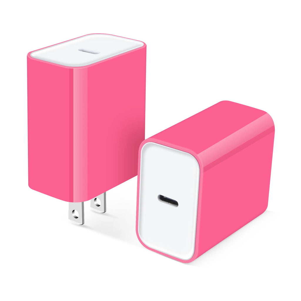 [Australia - AusPower] - USB C Wall Charger Block, 2Pack 20W PD 3.0 USB C Cube Power Adapter Charger Plug Fast Charging Brick Box for iPhone 13 12 11 Pro/Pro Max/Mini SE XR XS,iPad Pro,Samsung Galaxy S22 S21 S20 A12 A32 A42 Rose 