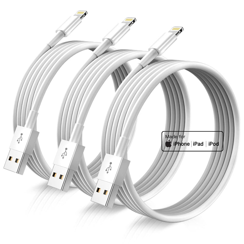 [Australia - AusPower] - iPhone Charger Cord Lightning Cables, Original 2021 Upgraded [3Pack 6ft] Apple MFi Certified USB A Charging Cable for iPhone 13 12 11 Mini Pro XR Xs Max X SE 8 7 6 Plus iPad iPod AirPods - White 3Pack-6FT 