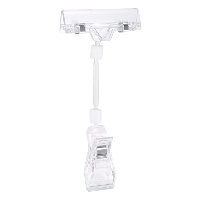 [Australia - AusPower] - MECCANIXITY Adjustable Rotating Sign Clip 160mm Length Fit Max 8mm Thickness Tag for Shelf Display, Clear, Pack of 10 