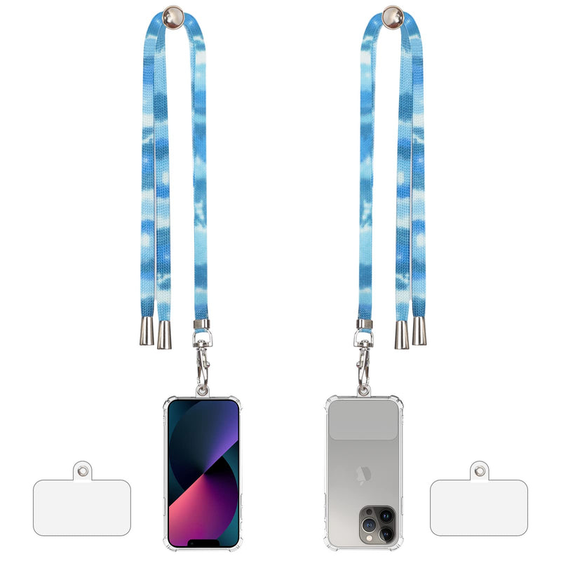 [Australia - AusPower] - Classycoo Cell Phone Lanyard 2 Pack Phone Lanyards for Around The Neck Universal Crossbody Phone Chain with Adjustable Detachable Neck Lanyard Compatible with iPhone, Galaxy and Most Smartphones-Blue Blue 