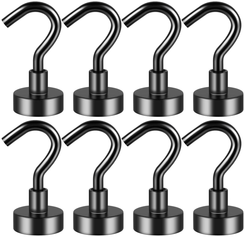 [Australia - AusPower] - 8Pack Magnetic Hooks Heavy Duty, Neodymium Magnet Hooks Strong Magnetic Hooks for Hanging, Magnets with Hooks for Home, Kitchen, Workplace, Office -25LBS 8 Pack 