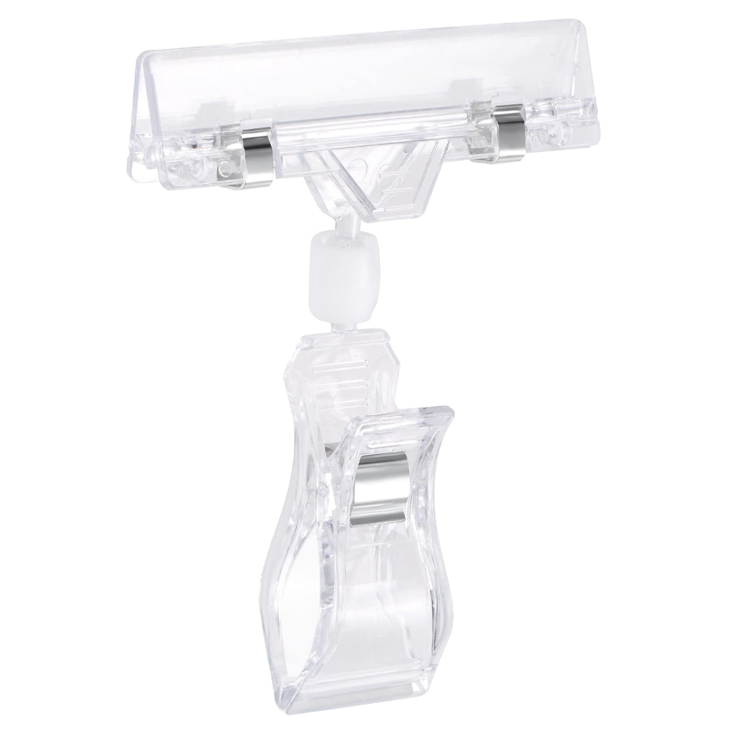 [Australia - AusPower] - MECCANIXITY Adjustable Rotating Sign Clip 110mm Length Fit Max 8mm Thickness Tag for Shelf Display, Clear, Pack of 10 