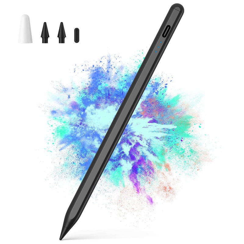 [Australia - AusPower] - Stylus Pen Compatible with (2018-2021) Apple iPad, NTHJOYS iPad Pencil with Palm Rejection, Tilt, Magnetic, Active Pen for iPad Pro (11/12.9), iPad 6/7/8th Gen, iPad Air 3rd/4th Gen, iPad Mini 5th Gen Black 