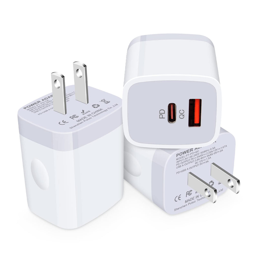 [Australia - AusPower] - USB C Box Fast Wall Charger for Samsung Galaxy S22 Ultra,A13 5G,S21 FE,Z Flip/Fold 3,A5, Type C Charger for iPhone SE 12 11 Pro Max X, 20W PD Fast Charging C Plug Fast Charging Block USBC Box Brick 3-white 