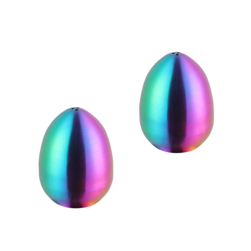 [Australia - AusPower] - TUPMFG Salt Pepper Shaker Set: Stainless Steel Salt & Pepper Dispenser 2 Pieces for Kitchen (Rainbow) Rainbow 