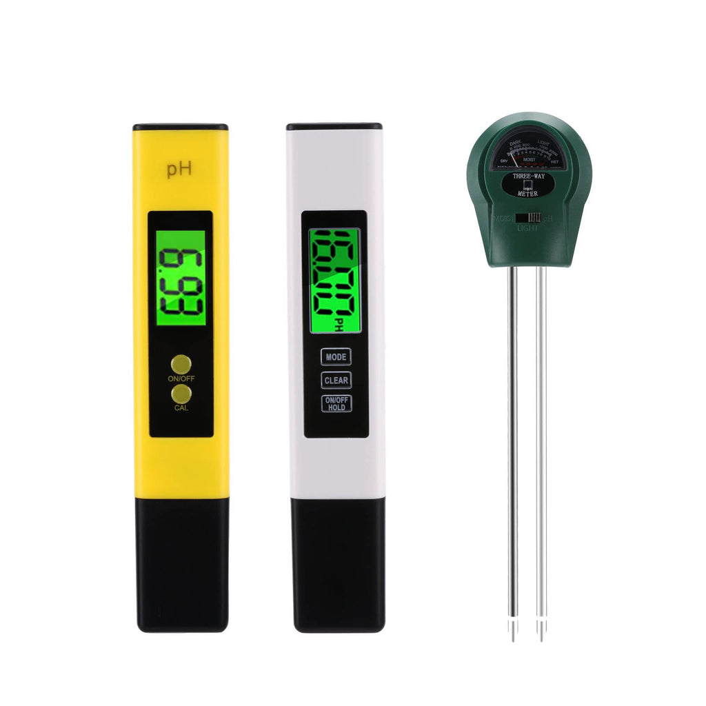 [Australia - AusPower] - PH Meter, TDS PPM Meter, Soil PH Tester, welltop 3-in-1 Soil Humidity/Light/pH Tester Combo Upgraded High Accuracy PH/EC Digital Kit PH Light Humidity Test for Home Pool Water and Garden Farm Soil Use 