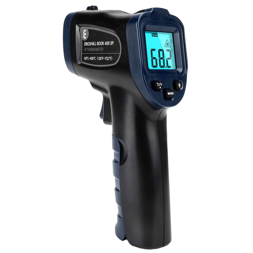 [Australia - AusPower] - ERICKHILL Infrared Thermometer, -58°F~752°F (-50°C~400°C) Temperature Gun Non-Contact Digital Laser Thermometer with Adjustable Emissivity and Temp Alarm for Cooking Rook Repairs, Blue Blue, -50°C~400°C (-58°F~752°F) 