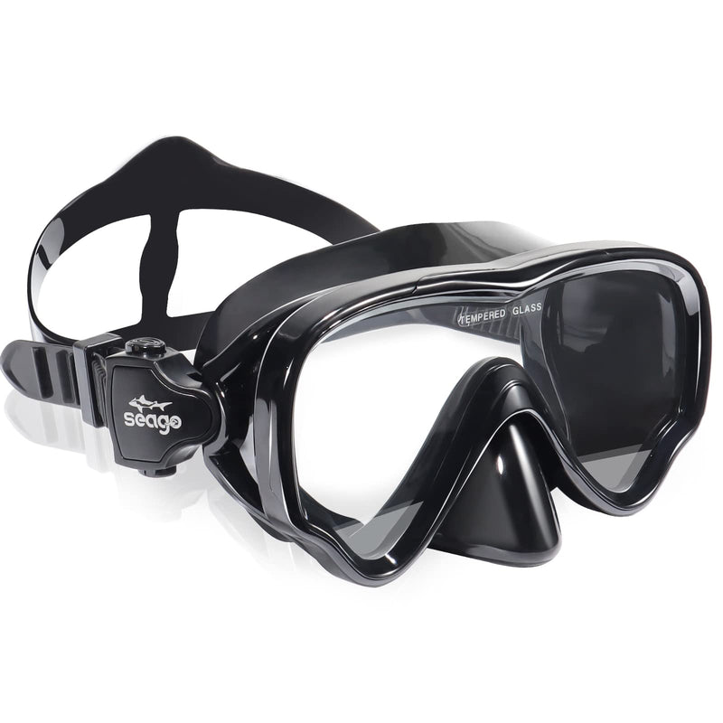 [Australia - AusPower] - Seago Kids Swim Goggles Snorkel Diving Mask for Youth, Anti-Fog 180° Clear View Black 