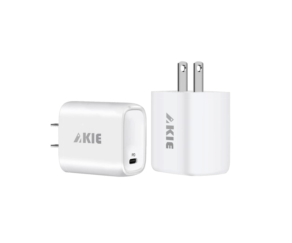 [Australia - AusPower] - 2 Pack AKIE USB C Charger Block, 20W Fast iPhone Charger, Wall Charger with PD 3.0 Technology, Compatible with iPhone 13 iPhone 12 iPhone 11 iPhone Xs iPhone X iPad, XY-PD20081, White 