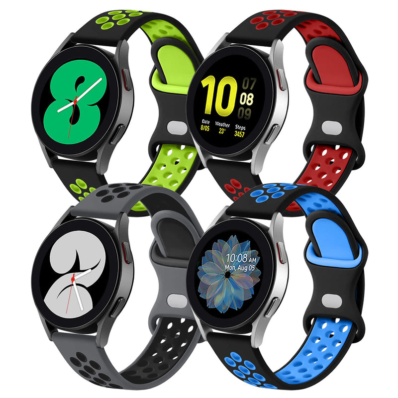 [Australia - AusPower] - Lerobo 4 Pack Compatible with Samsung Galaxy Watch 4 Band 40mm 44mm/Classic Band 46mm 42mm Women Men,Galaxy Watch Active 2 Bands 40mm 44mm,Galaxy Watch 3 41mm band,20mm Soft Silicone Straps,Small Black Blue/Black Charcoal/Black Red/Black Green Small 
