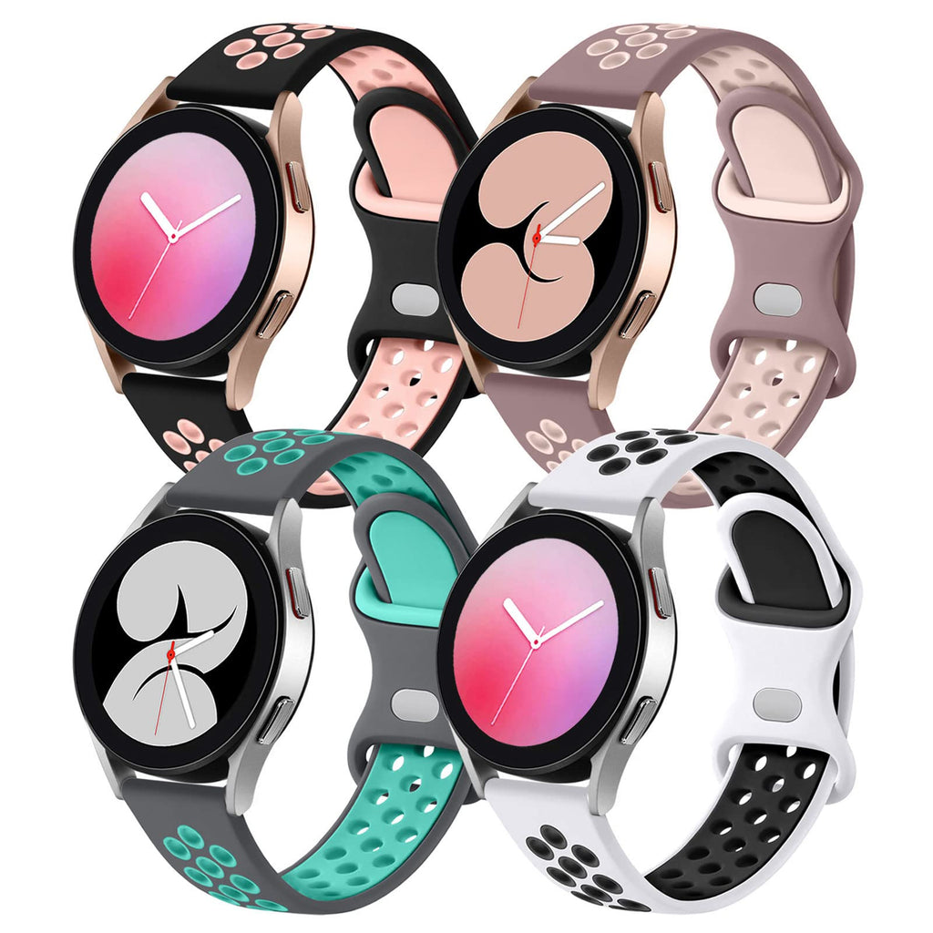 [Australia - AusPower] - Lerobo 4 Pack Compatible for Samsung Galaxy Watch 4 Band 40mm 44mm/Galaxy Active 2 Watch Bands 40mm 44mm/Watch 3 41mm Band/Watch 4 Classic Band,20mm Soft Silicone Sport Band for Watch4 Men Women,Large Black Pink/Smoke Purple/Gray Teal/White Black Large 
