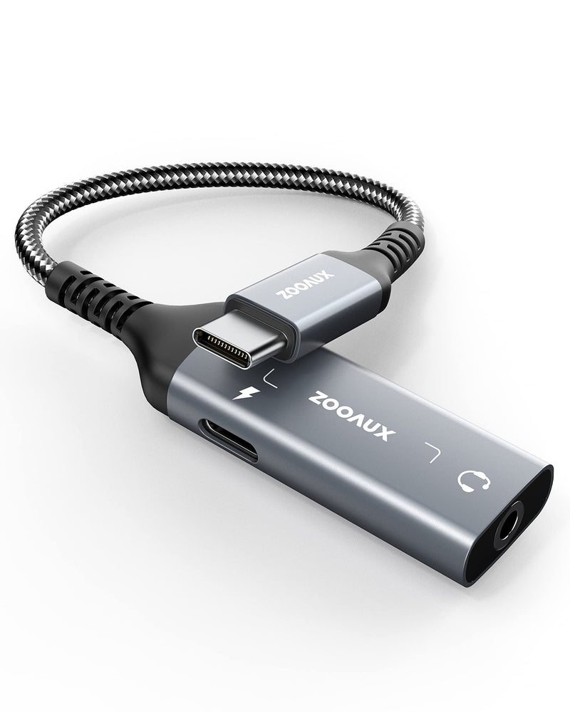 [Australia - AusPower] - [New Version] ZOOAUX USB Type C to 3.5mm Audio Adapter and Charger,2 in 1 USB C to Aux Audio Jack Splitter Hi-Res DAC and Fast Charging Dongle for Galaxy S22/S21/S20 Note 20/10,iPad Pro,Pixel 2/3/4 XL 