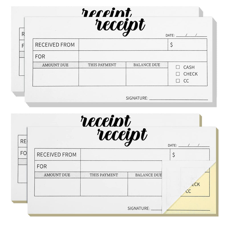 [Australia - AusPower] - 4 Pieces Carbonless Pocket Size Receipt Book Reciept Book with Copies 6 x 2.8 Inch Carbon Copy Notepad Carbonless Copy Invoice Book Carbon Receipt Booklet for Boutique Business Supplies 