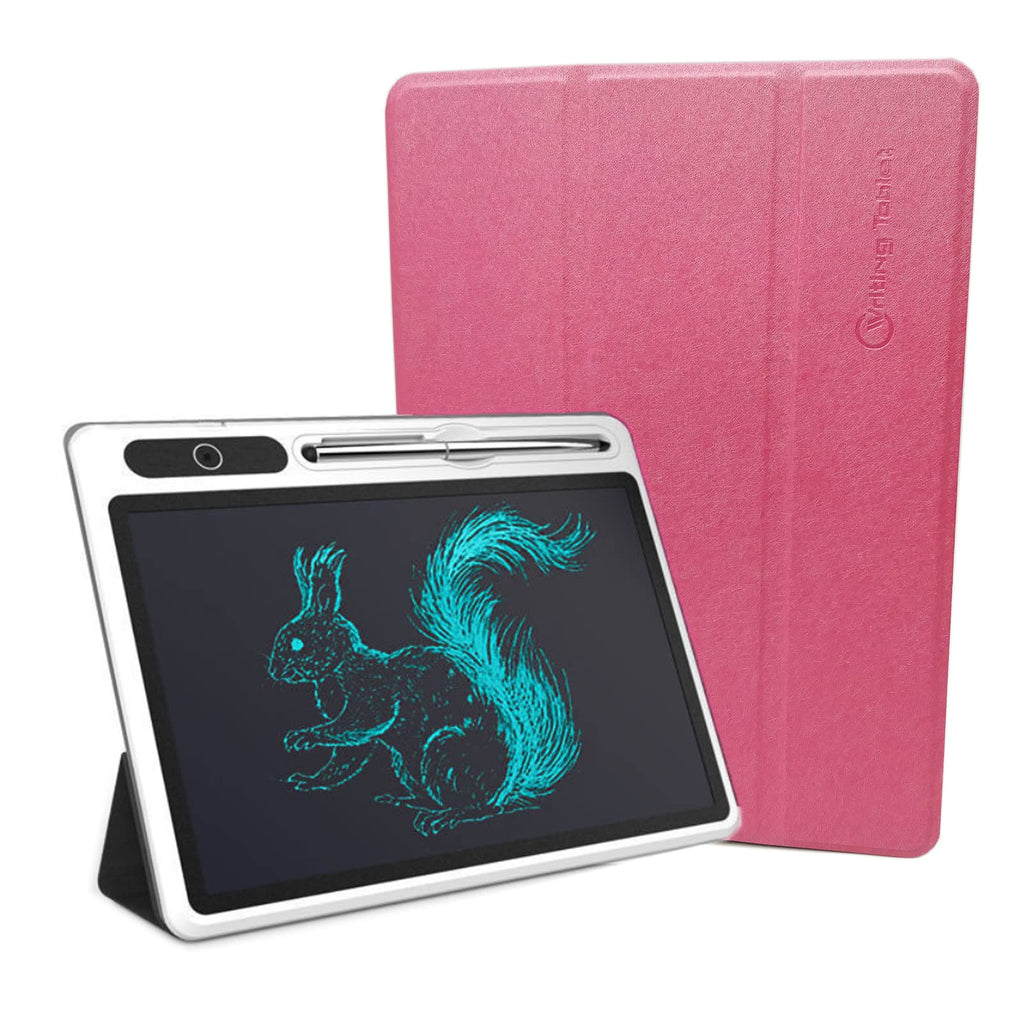 [Australia - AusPower] - 10.1inch LCD Writing Tablet with PU Protective Case Business Electronic Drawing Board with Cover Message Board Handwriting Pad Doodle Board for Office Adult Elder Children School (Rose Red) Rose Red 