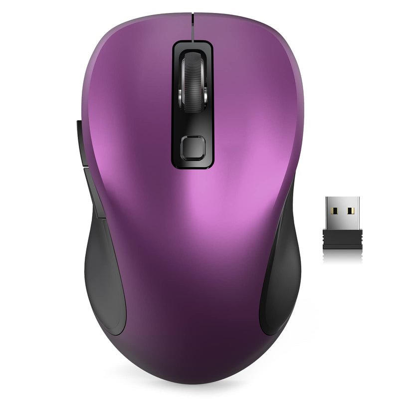 [Australia - AusPower] - Wireless Mouse for Laptop, Trueque 2.4GHz Ergonomic Computer Mouse with 3 Adjustable DPI Levels, Page Up & Down Buttons, USB Mouse for Chromebook, PC, Desktop, Notebook, MacBook (Purple) Purple 