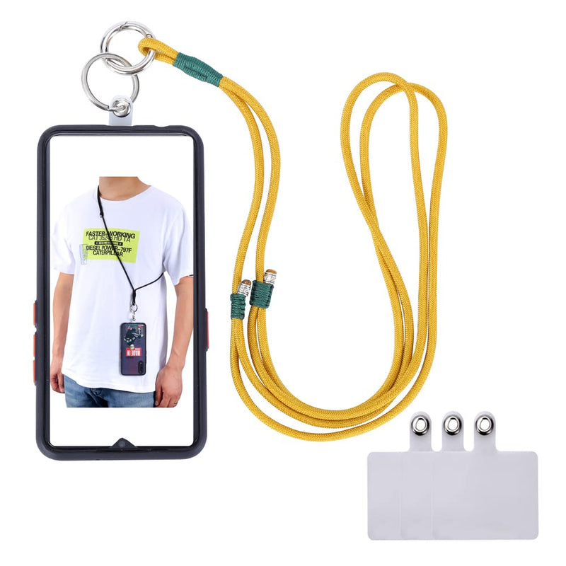 [Australia - AusPower] - iFunlong Handmade Phone Lanyard with Patch Pads, Crossbody Lanyard Tethers Badge Lanyard Compatible with Most Smartphones Yellow 