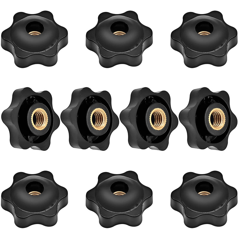 [Australia - AusPower] - 10pcs M8 Star Knob Nut, Knurled Clamping Thru Hole Female Threaded Knobs, Black Plastic Screw-On Handle Clamping Knob Grip for Mechanical Equipment 