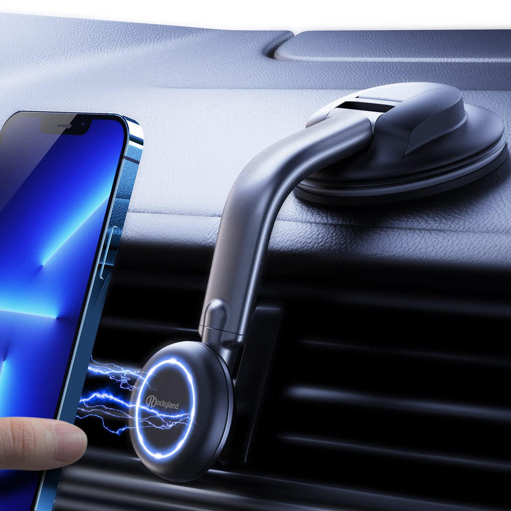 [Australia - AusPower] - [2022 Upgraded] Rockyland Magnetic Phone Holder for Car [N52 Super Strong Magnets] Magnetic Phone Mount [Easily Install] Car Phone Holder Mount Magnetic Fit for iPhone 13 12 Pro Max & All Phones 