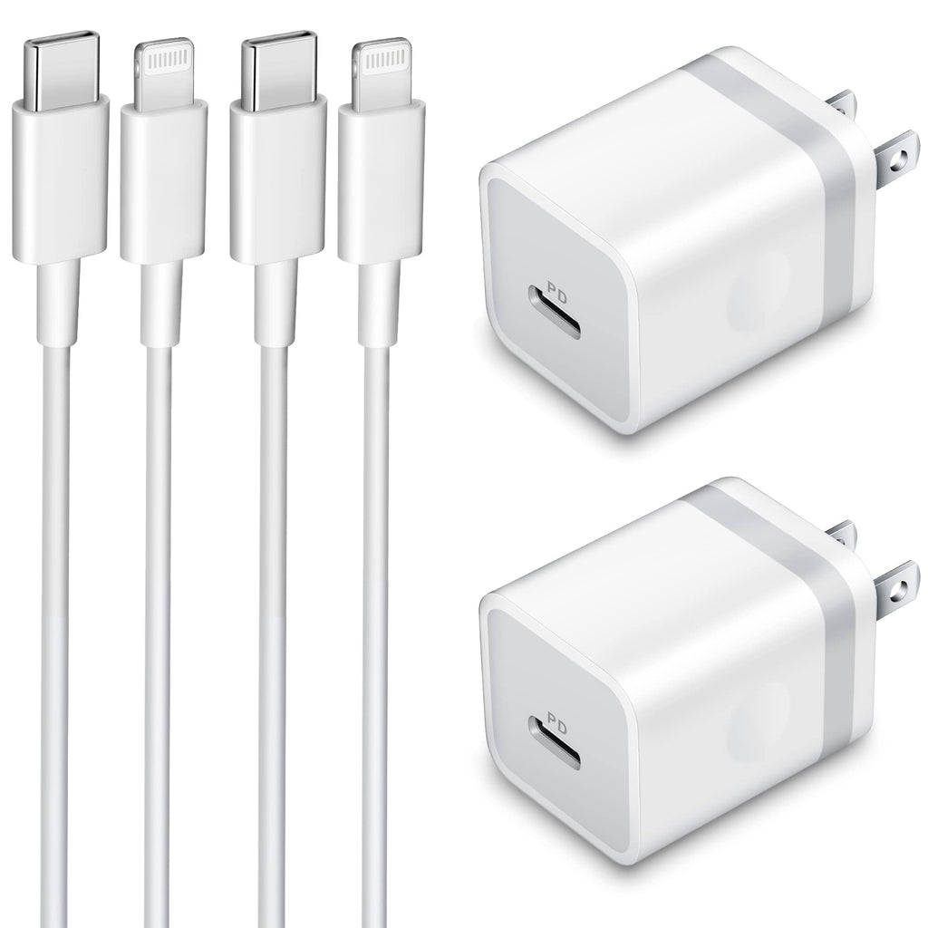 [Australia - AusPower] - [Apple MFi Certified] iPhone Fast Charger, TIKALONG 2-Pack 20W USB C Wall Charger Fast Charging Block Adapter + 2X 6FT Long USB C to Lightning Cable for iPhone 13/13 Pro Max/12/12 Pro/11/XS/XR/X, iPad White 