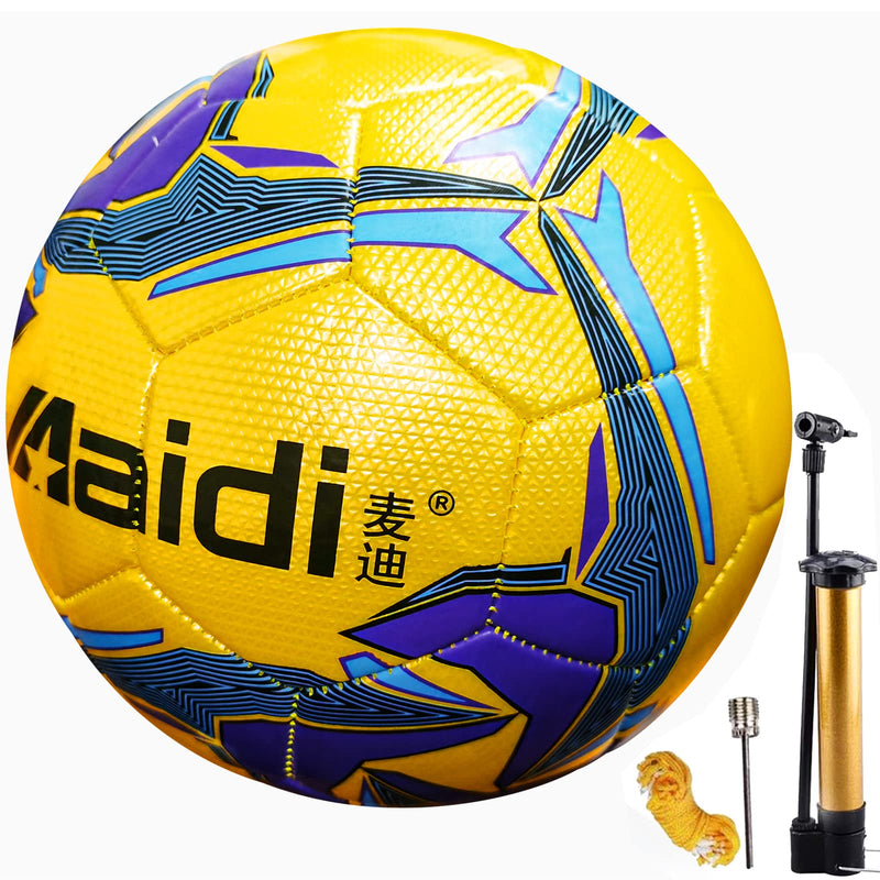 [Australia - AusPower] - Fantecia Soccer Ball with Pump, Official Size 5 Soft Soccer Ball, Children Youth Soccer Balls for Indoor Outdoor Yellow 