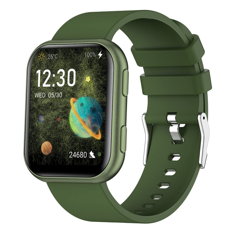 [Australia - AusPower] - TouchElex Smart Watch 1.75-inch HD Screen for Android Phones and iOS Compatible iPhone Samsung Men Women Oxygen Heart Rate Monitor 3ATM Waterproof Smartwatch Fitness Tracker (Green) Green 