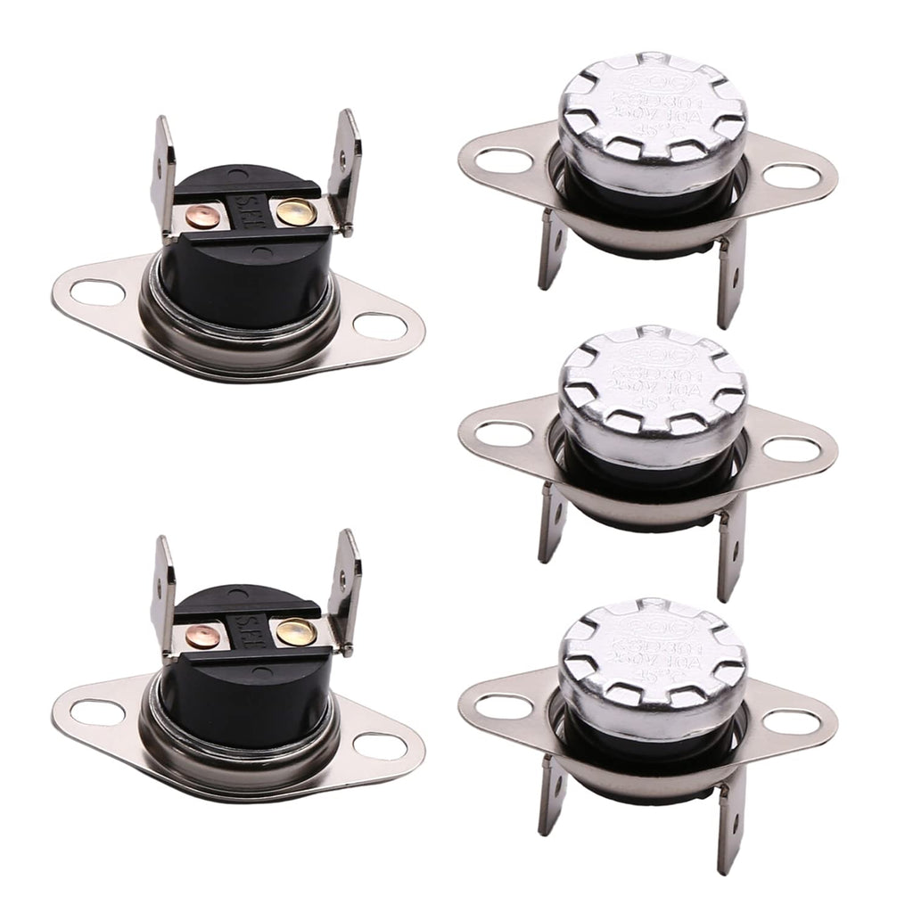 [Australia - AusPower] - Heyiarbeit 5Pcs KSD301 Thermostat 45°C/113°F 10A N.O Adjust Snap Disc Temperature Switch for Microwave, Oven, Coffee Maker 