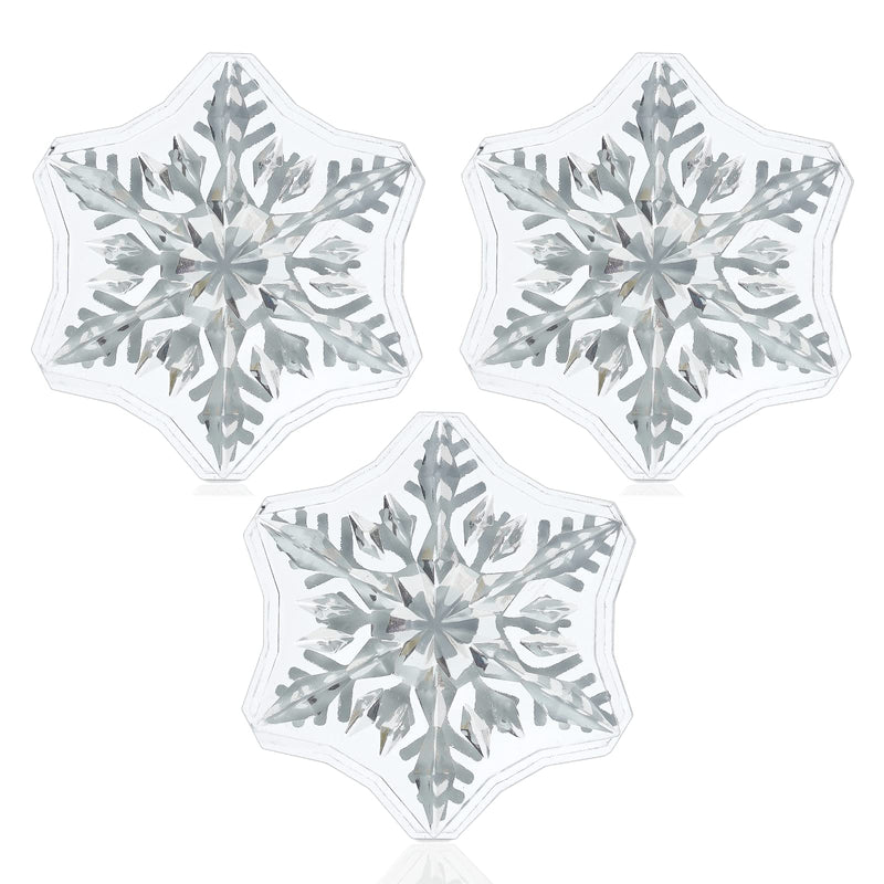 [Australia - AusPower] - devembr Snowboard Stomp Pad, 3D Clear Snowflake Snowboarding Stomp Pads, PVC Material, 1.96" x 1.96", Transparent Pattern 3 Pack 