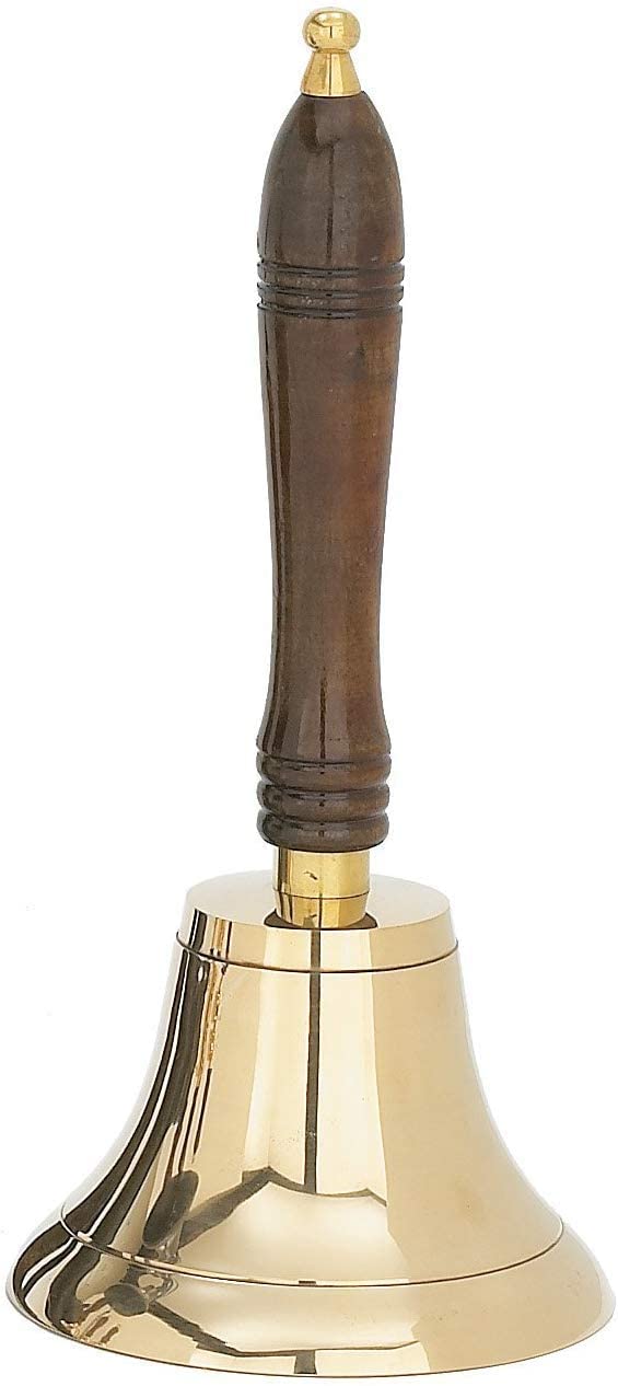 [Australia - AusPower] - Solid Brass Hand Bell School Bell Call Service Bell with Wooden Handle 11"(H) 5"(D) 