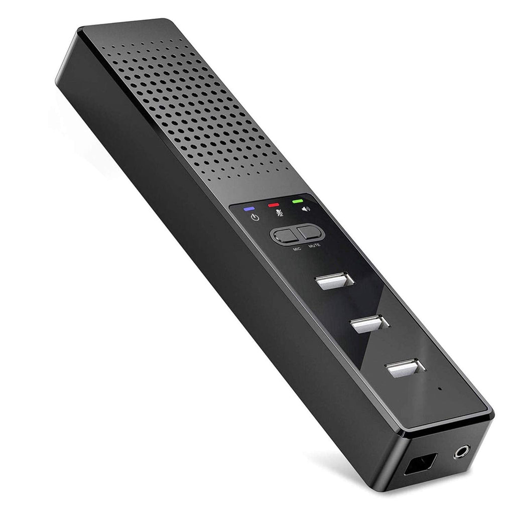 [Australia - AusPower] - Mungowu 3 in 1 Computer Speakers with Microphone & Hubs USB Conference Speaker, PC Mic for Video Conference 