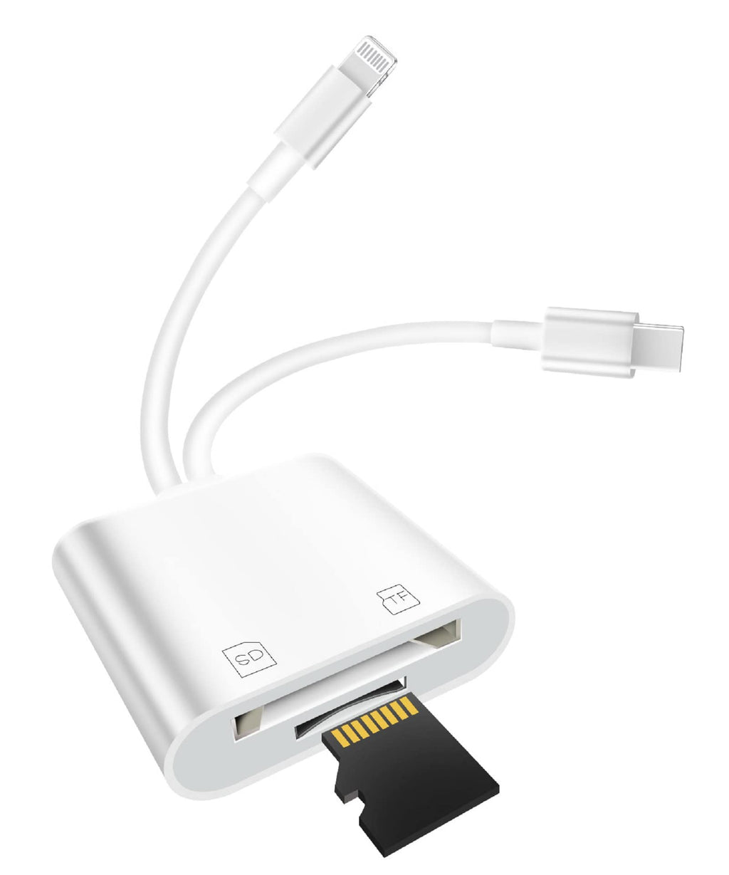 [Australia - AusPower] - Apple MFi Certified Sd Card Reader for iPhone iPad Macbook Camera USB C Type C Card Reader Adapter,Lightning Dual Card Slot Micro Memory Card Reader Supports SD and TF Card Trail Camera Viewer Adapter 