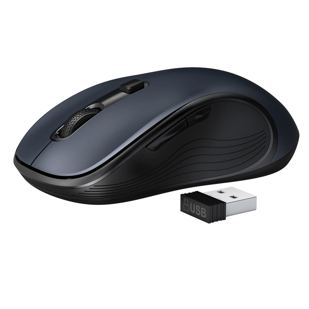 [Australia - AusPower] - Wireless Mouse, Deeliva Computer Mouse Wireless 2.4G USB Cordless Mouse with 3 Adjustable DPI, 6 Buttons, Ergonomic Portable Silent Mice for Laptop PC Computer Mac Chromebook (Gray) Gray Wireless Mouse 