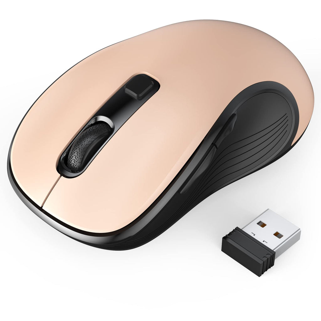 [Australia - AusPower] - Wireless Mouse, Deeliva Computer Mouse Wireless 2.4G USB Cordless Mouse with 3 Adjustable DPI, 6 Buttons, Ergonomic Portable Silent Mice for Laptop PC Computer Mac Chromebook (Light Pink) Light Pink Wireless Mouse 