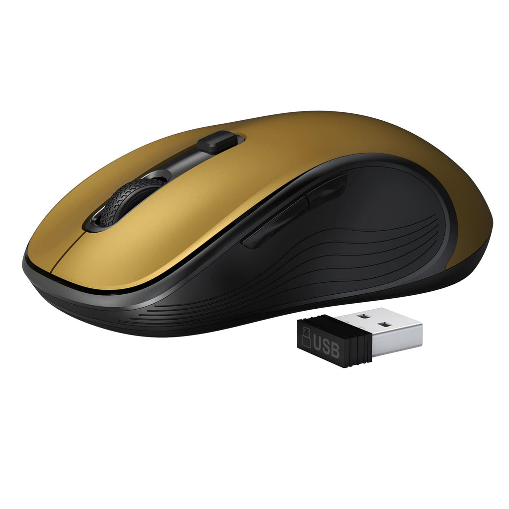 [Australia - AusPower] - Wireless Mouse, Deeliva Computer Mouse Wireless 2.4G USB Cordless Mouse with 3 Adjustable DPI, 6 Buttons, Ergonomic Portable Silent Mice for Laptop PC Computer Mac Chromebook (Yellow) Yellow Wireless Mouse 