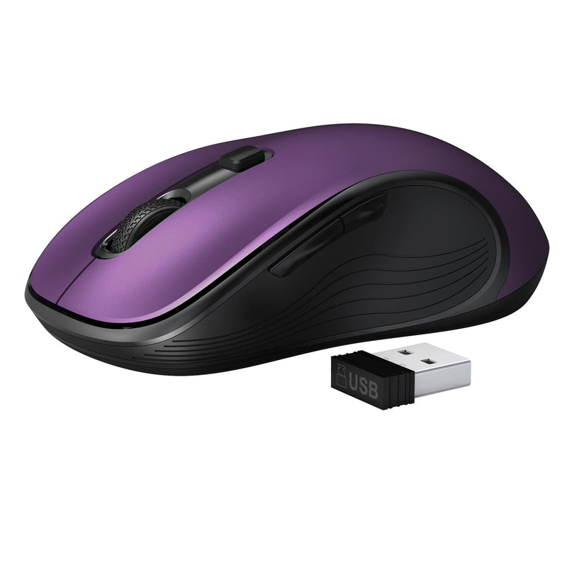 [Australia - AusPower] - Deeliva Wireless Mouse, Ergonomic Mouse with Side Buttons, 3 Adjustable DPI and 2.4G USB Receiver, Portable Cordless Mice for Laptop, PC, Computer, MacBook, Chromebook (Purple) Purple 