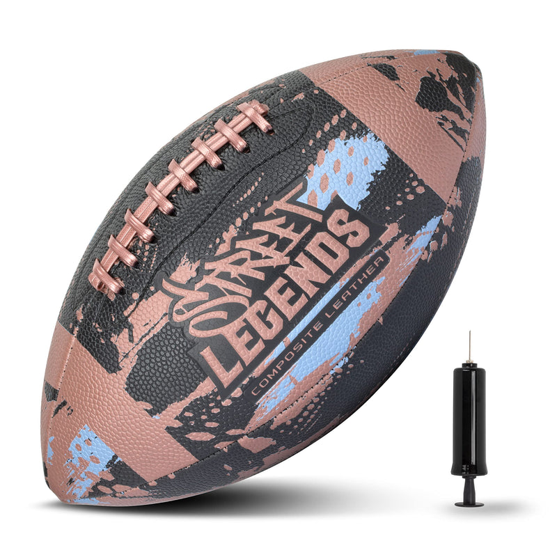 [Australia - AusPower] - Street Legends Youth Football for Kids Graffiti Printed Composite Leather Size 8 Football Includes Pump Made for Training Practicing Recreational Play Brown Junior 
