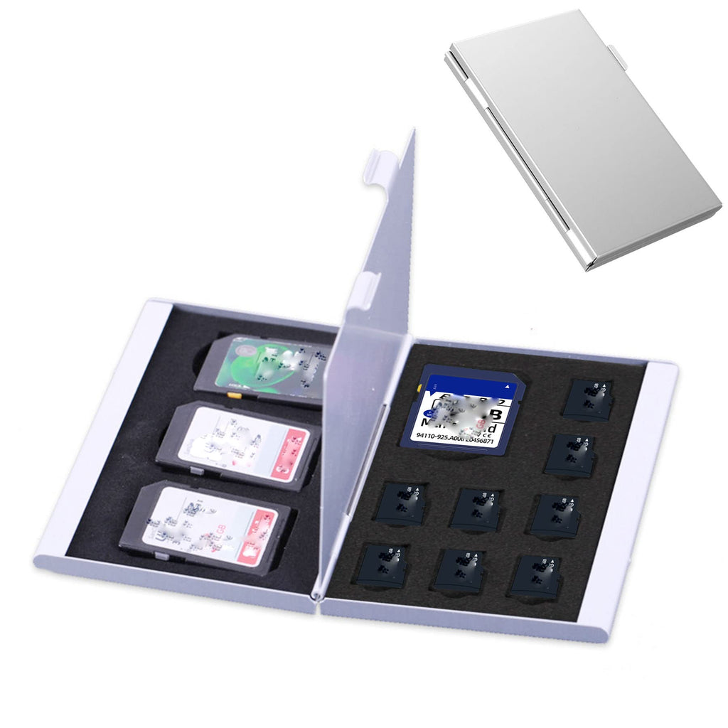 [Australia - AusPower] - Aluminum Memory Card Storage Box for TF Card/SD Card Holder Case-Silver 
