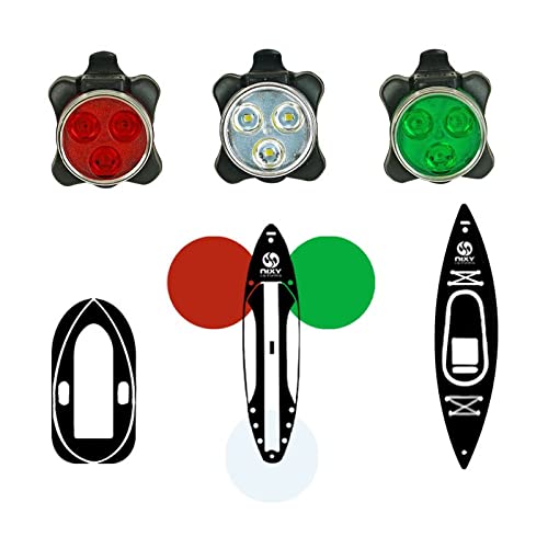 [Australia - AusPower] - NIXY SUP and Kayak LED Navigation Lights - Red, Green and White Safety Lights, Rechargeable with 4 Flashing Modes and Back Clip, for Paddleboards, Boats, Canoes, Pontoons, Dinghy, Bikes and Rafts 