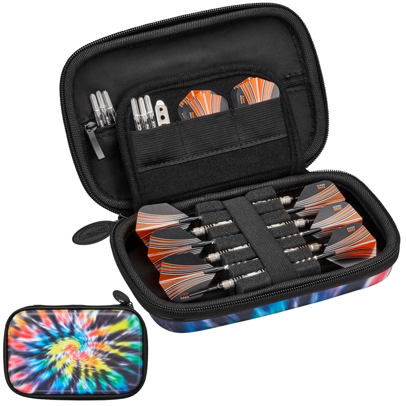 [Australia - AusPower] - Casemaster Sentinel 6 Dart Case, Holds Extra Accessories, Tips, Shafts and Flights, Compatible with Steel Tip and Soft Tip Darts, Impact & Water Resistant Tactech Shell, Tie Dye 