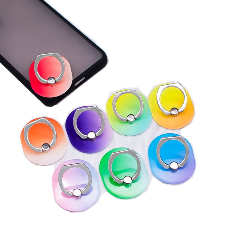 [Australia - AusPower] - ShungFun 5Pcs Round Pattern Rainbow Color Cell Phone Ring Stand Holder Colorful Cute Pattern Painted Rotating Metal Buckle Tablet Finger Ring Kickstand for All Phones Tablets 