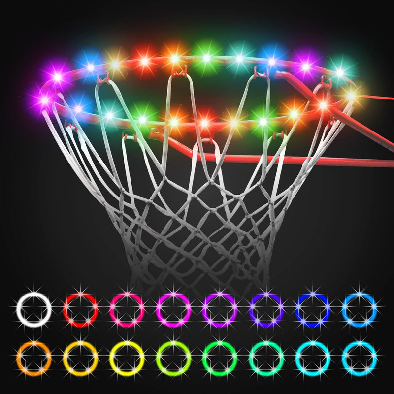 [Australia - AusPower] - LED Basketball Hoop Light, Remote Control Light Up Basketball Hoop Waterproof Basketball Rim LED Light 17 Color and 7 Lighting Modes Basketball Gift for Kids Adults, Bright to Play at Night Outdoors 