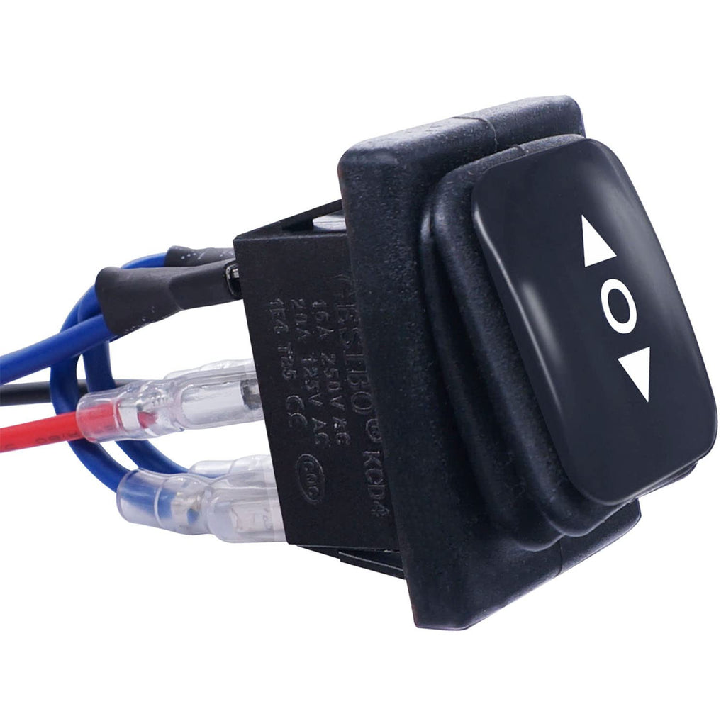 [Australia - AusPower] - mankk Waterproof Polarity Reverse Latching Rocker Switch 12V DC DPDT 6 Pin ON/Off/ON 3 Position Motor Control Toggle with Jumper Wires KCD4-203W-JT-X 