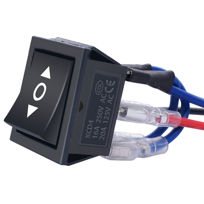 [Australia - AusPower] - mankk Latching Polarity Reverse Rocker Switch 12V DC 10A DPDT 6 Pin ON/Off/ON 3 Position Motor Control Toggle with Jumper Wires for Car Boat Trailer KCD2-203-JT-X 